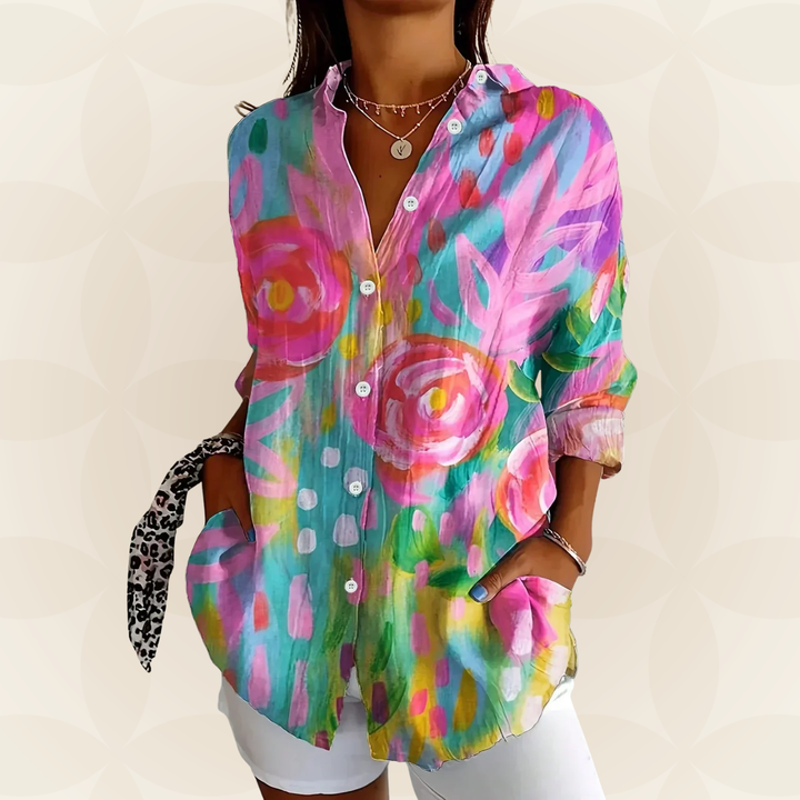 Serena | Blouse with Colorful Print