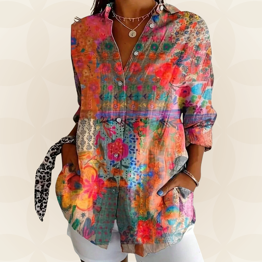 Serena | Blouse with Colorful Print